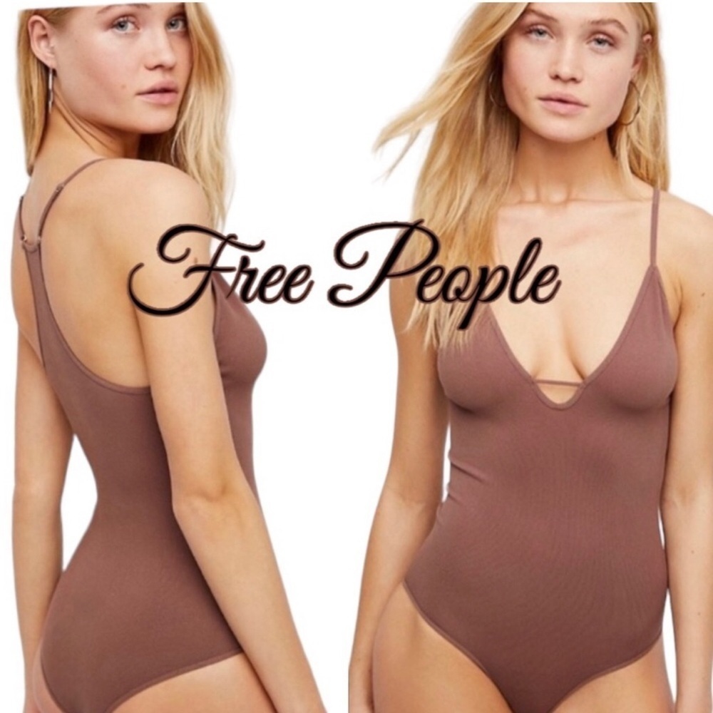 NWOT Free People Intimately Move Along Bodysuit Brown XS/S